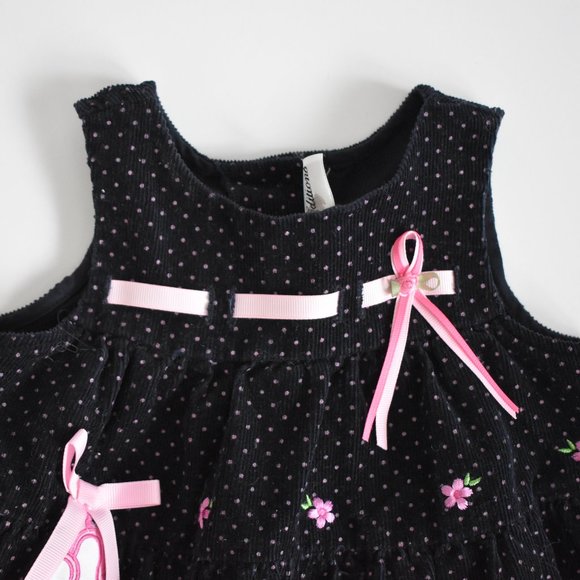 Rare Editions Corduroy Floral Polka Dot Ballet Jumper Dress 6 Months - Picture 5 of 11
